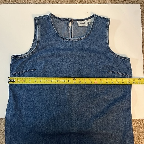 Studio Ease Denim Dress Sleeveless Blue Jean Maxi Ribbon Trim Women’s 16W - Picture 8 of 10